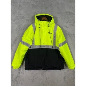Pepsi Workwear Jacket XL Neon Yellow Zero Zone Sherpa Lined Hi-Vis Parka *READ*